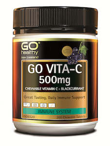 Natural Health Immune Health: Go Healthy Go Vita-C 500mg 200 Blackcurrant Chewables