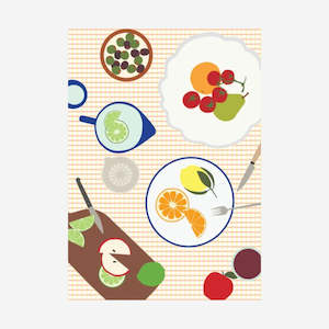 Father Rabbit: Tea Towel | Fruit on Plates