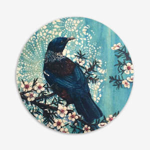 Justine Hawksworth: Round Ply Bird Wall Art  | Blue Tui