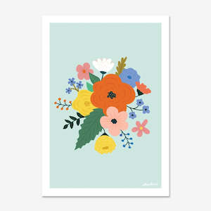 Art Print | Bloom Bouquet Mint w/ Orange