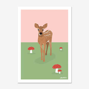 Prints: Art Print | Woodland Deer w/ Toadstool