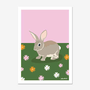 Art Print | Woodland Rabbit w/ Daisy