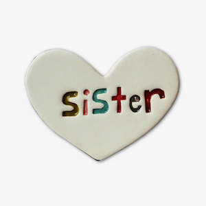 Ceramic Sculptural: Flat Wall Heart | Sister