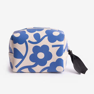 Mini Cube Cosmetic Bag | Blue Flower