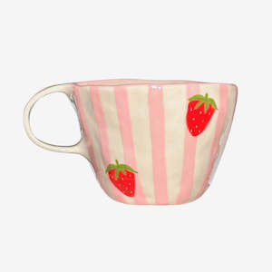 Ceramic Sculptural: Large Mug | Striped with Strawberries