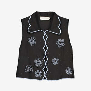 Clothes: Tuva Vest | Charcoal Embroidered