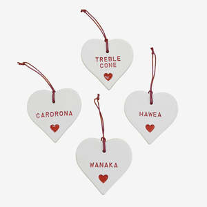 Ceramic Sculptural: Red & White Hearts