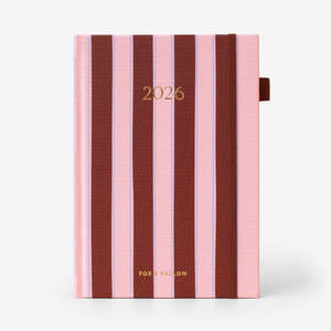 2026 A5 Vertical Planner | Burgundy Stripe