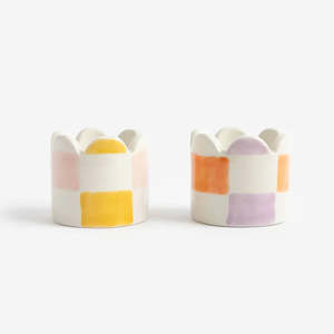 Egg Cup Holders | Multi-Check Set of 2