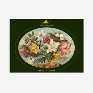 Oval Placemat | Set of 4 | Vintage Birds