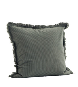 Cushions: Green Striped Cushion Cover w/fringes