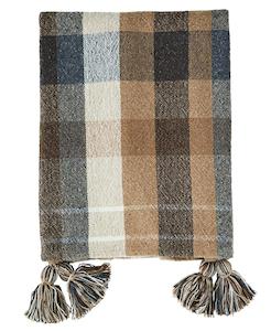 Cushions & Throws: * SPECIAL 30% OFF Recycled cotton throw, Camel, brown, blue, white