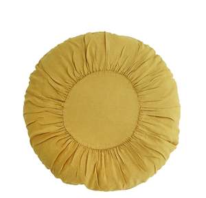 Cushions: *SPECIAL 20% OFF Round linen cushion, Mustard