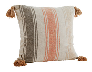 Cushions: Striped cushion cover w/tassels