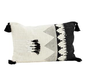 Cushions: * SPEICAL 50% OFF Printed cushion cover w/ tassels, off white/black