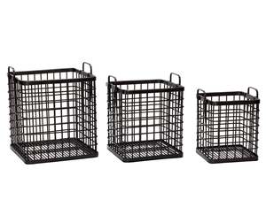 Accessories Gifts: * SPECIAL 30% OFF Bamboo basket w/handle, black, set of 3