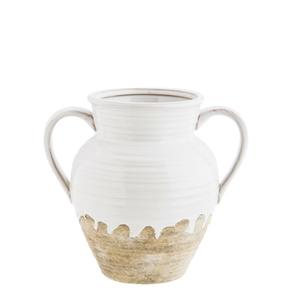 Vases: Stoneware vase w/ handles, soft white/natural