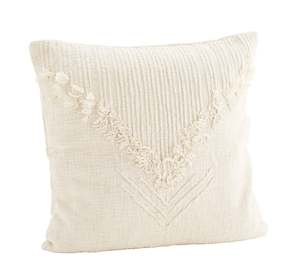 * SPECIAL 20% OFF Fringed Cushion cover w/ fringes, white