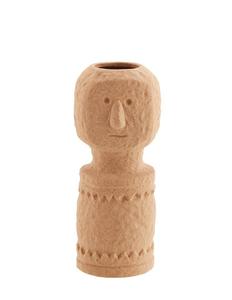 Vases: Stoneware Statue vase w/ imprints, Matt indian tan