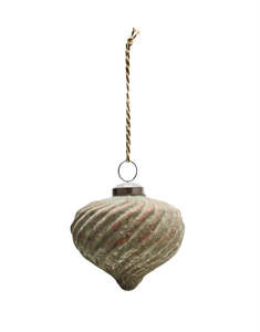 Christmas: Striped Christmas ornament, moss green