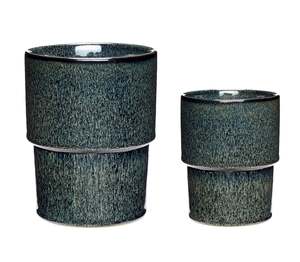 New Range Of Madam Stoltz: Ceramic Plant Pot, blue/green, set/2
