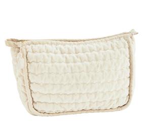 All: Quilted velvet washbag, Ecru