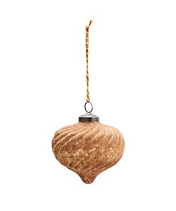 Christmas: Striped glass ornament, dark honey