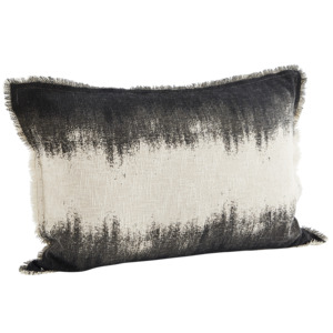 Cushion: *SPECIAL 50% OFF Printed cushion cover w/ fringes Stonewashed cotton