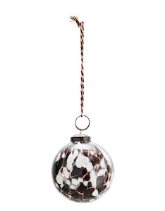 Christmas: Hanging glass ornament, Brown/red, white, clear