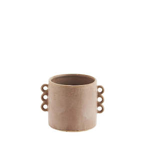 New Range Of Madam Stoltz: Stoneware flower pot w/ruffles, Powder/rose