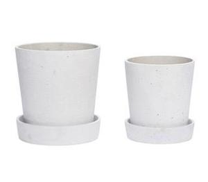 New Range Of Madam Stoltz: Podium Stone Plant Pot with Saucer, set/2
