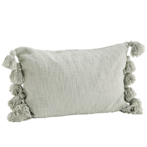 All: Cushion cover w/ tassels, soft mint