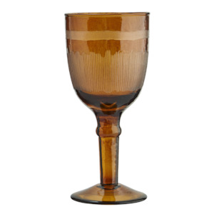 All: Hammered wine glass w/ stripes, amber