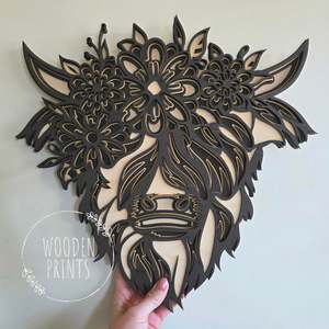 Products: Layered Floral Highland Cow & Bull