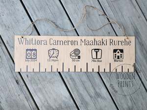 Products: Personalised Birth Ruler | Wooden Prints