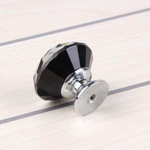 Handles: 30mm Black Glass Crystal Drawer Cabinet Knob