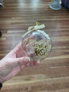 Decor Wall Art: Clear Xmas Glitter Bauble  8cm