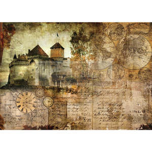 Redesign Mulberry Paper: Hilltop Castle - ReDesign  A1 Mulberry Paper