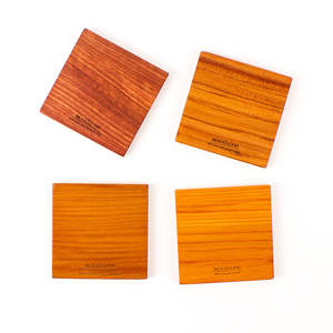 Nz Heart Rimu: Square Coaster Set, Mixed Native Timbers