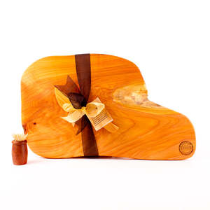 The Mighty Macrocarpa: Macrocarpa Rustic Natural Edge Board and Knife Set 176