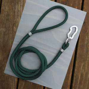 Silver & Forest Green Rope Leash