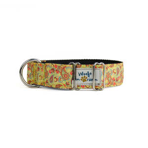 Designer Martingale Collars: Golden Paisley Martingale Dog Collar