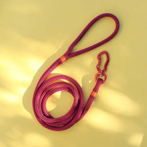 All: Orange & Glossy Maroon Rope Dog Leash