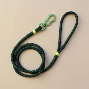 All: Forest Green Rope Leash - Neo Yellow Accent