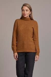 Mcdonald: McDonald - Polo Neck Sweater in Merino Wool and Possum Fur, Honeycomb
