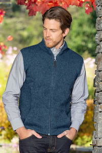 Noble Wilde - Gilet Vest in Merino Wool and Possum Fur, Neptune