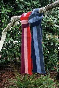 Children: Lothlorian - Child's Stripe Rib Scarf in Merino Wool and Possum Fur