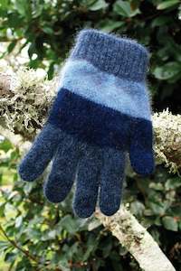 Children: Lothlorian - Child's Stripe Glove in Merino Wool and Possum Fur