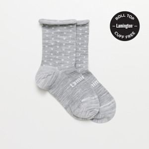 Socks: Lamington Womans Roll Top Crew Sock - Powder