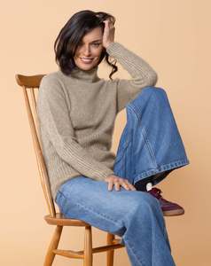 Noble Wilde - Rib Turtle Neck Sweater in Oyster